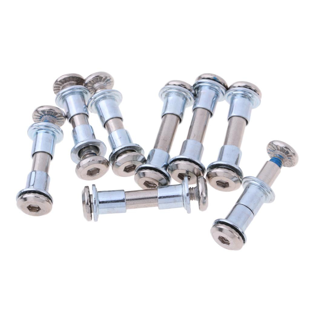 8pcs Durable Inline Skate Wheel Screws Axle Bolts with Skate Bearing Spacer 