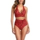 thumbnail image 2 of Traje de baño con estampado de leopardo, 2 piezas, traje de baño para mujer, conjunto de bikini con tiras y cuello halter, tankini para mujer, muy recomendado, 2 of 6