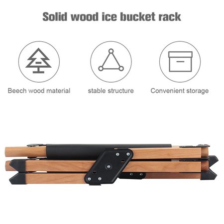 Outdoor Wooden Cooler Stand Folding Ice Bucket Rack Large-Capacity ...