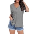 thumbnail image 3 of FIUFY Womens Button Down Cardigans Summer Casual Short Sleeve Open Front Knitted Top Shirts, 3 of 5