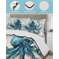 thumbnail image 4 of Coastal Octopus Twin XL Size Down Alternative Comforter, Lightweight Comforter Quilt Bedding Set with Pillow Shams Nautical Botanical Starfish All Seasons Bed Comforter Duvet Insert 68"x98", 4 of 7
