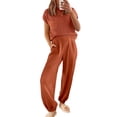 thumbnail image 3 of Nituyy Two Piece Outfits for Women Sweater Sets Knit Pullover Tops and High Waisted Pants Lounge 2 Piece Matching Sets, 3 of 9