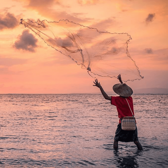 8FT Cast Net: Easy Open Design for Bait Fishing, Heavy Duty Nylon Mesh, Simple Hand Cast Technique