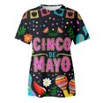 thumbnail image 5 of TSADFHJI Hauts de Vacances pour Femmes Tunique Scintillante Mode Décontractée Imprimée Col Rond Manches Courtes Pull T-Shirt S Marine, 5 of 5