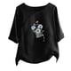 thumbnail image 1 of Blusas de Manga Corta para las Mujeres Impreso Cuello Redondo Camiseta, Top de Algodón de Imitación Casual para el Hogar Y Diario, 1 of 4