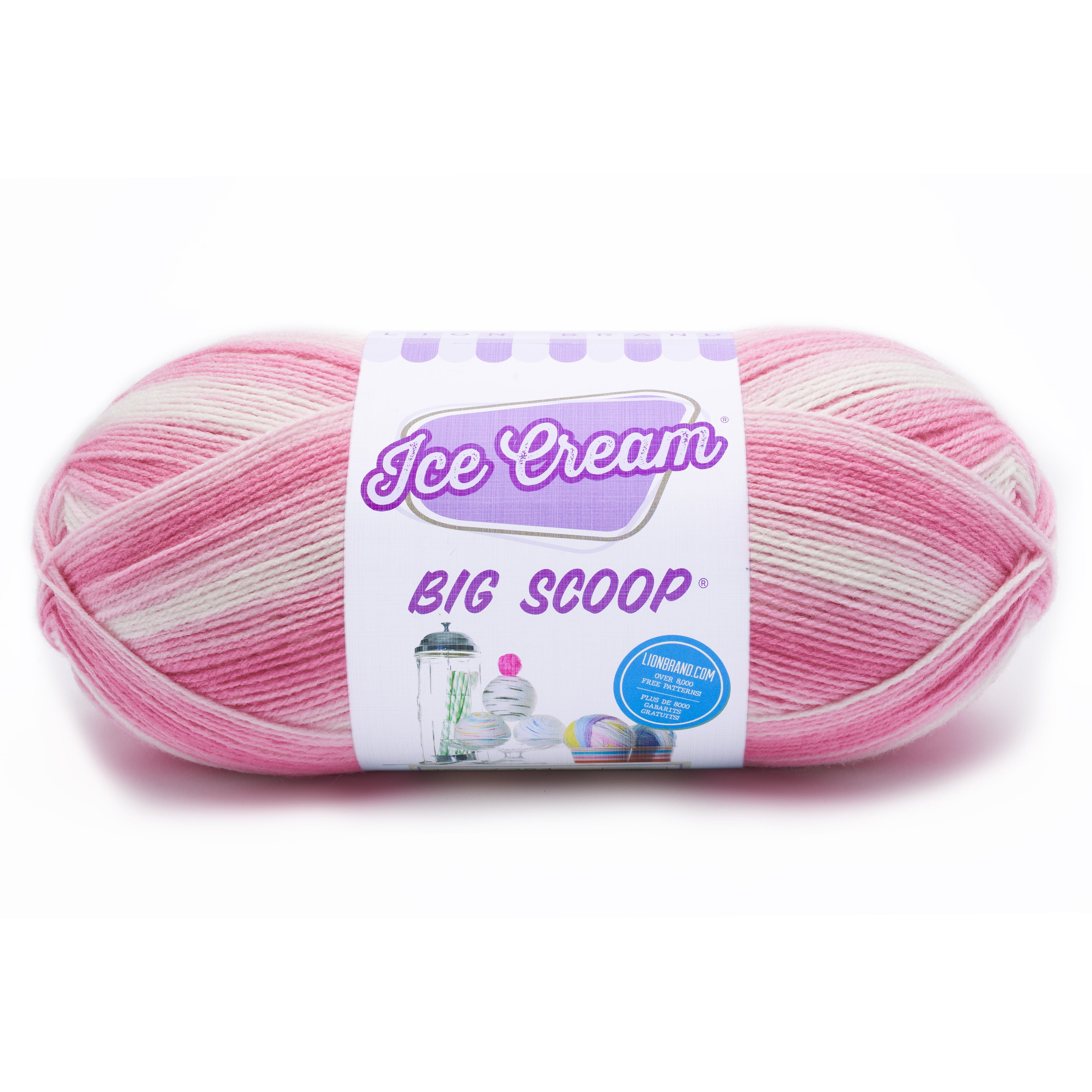 Lion Brand Yarn Ice Cream Big Scoop Strawberry SelfStriping Baby Light
