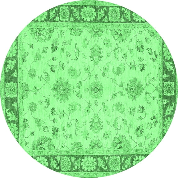 Ahgly Company Indoor Round Oriental Emerald Green Traditional Area Rugs, 4' Round
