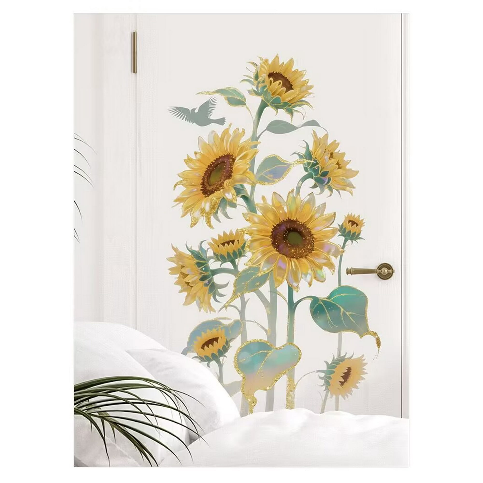 Sunflower Wall Stickers with 3D Butterfly Wall Sticker, Yellow Flowers Wall Decal,SPRT Waterproof and Removable, Sunflower Wall Stickers for Bedroom Living Room Bathroom Décor