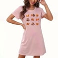 thumbnail image 3 of Sakmal Moomoos Ultra-Doux pour Femmes Grande Taille Confortable Rose Pyjama de l'Action de Grâce Robe de Nuit Manches Courtes Imprimé Feuilles d'Automne Col Rond Court Chemises de Nuit P-2TG, 3 of 4