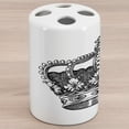thumbnail image 1 of Queen Ceramic Toothbrush Holder, Antique Royal Crown Kingdom Emperor Ruler Czar Monarchy Authority, Decorative Versatile Countertop for Bathroom, 4.5" X 2.7", Black and White, 1 of 4