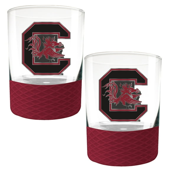 South Carolina Gamecocks 2-Pack 14oz. Rocks Glass Set with Silcone Grip