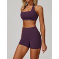 thumbnail image 7 of IBTOM CASTLE Workout Sets for Women Square Neck Halter Sports Bra High Waist Biker Shorts 2 Piece Gym Yoga Outfits S Purple, 7 of 7