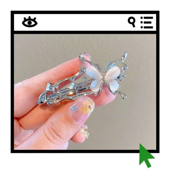 Sparkling Cat Eye Butterfly Duckbill Hair Clip Women Y2K Halloween Christmas Hair Accessory Gift