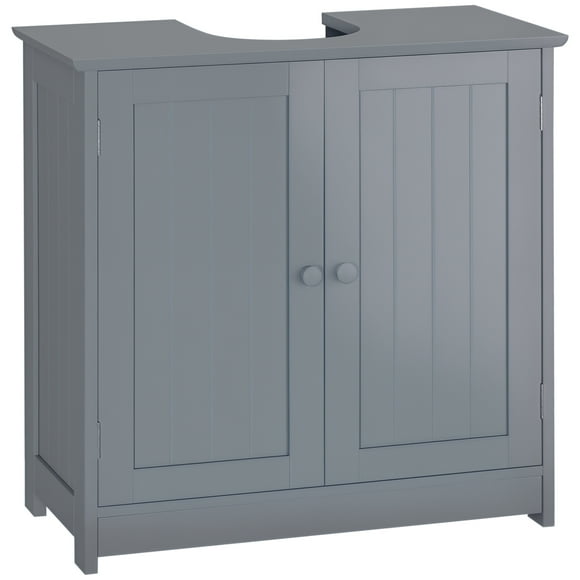 CoSoTower Under Sink Bathroom Cabinet with 2 Doors and Shelf, Pedestal Sink Bathroom Vanity Furniture, Grey