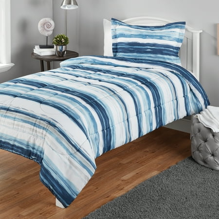 Mainstays Twin Or Twin Xl Watercolor Stripe Printed Comforter Mini