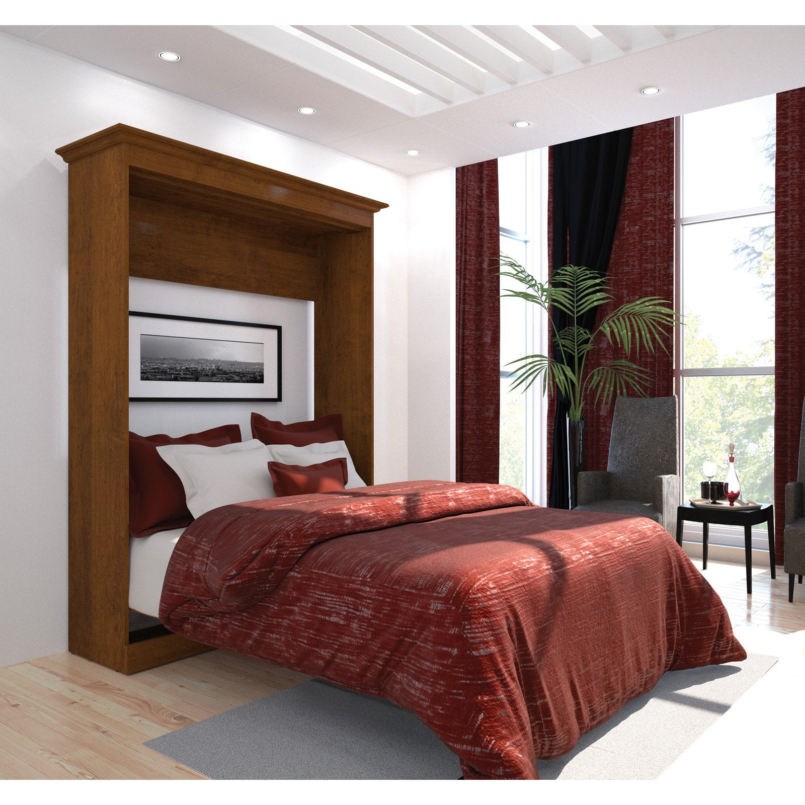 Versatile by Bestar 64'' Full Wall Bed in Tuscany Brown ...