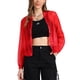 thumbnail image 1 of Chaqueta bomber ligera de mujer con cierre y mangas largas, transparente, color rojo brillante, 1 of 5