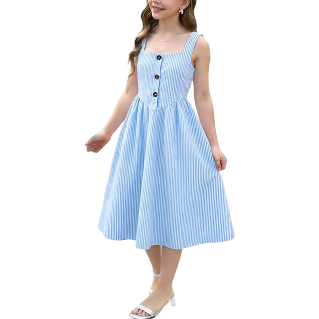 Robe de Fête de Noël pour Filles Style Enfants Été Couleur Unie Fines Bretelles Haut Robe Robe de Noël Bébé Fille
