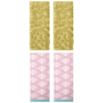 Unique Bargains 4 Pcs Cute Pattern Cotton Soft Towels 14 x 30 Inch Pink/Yellow