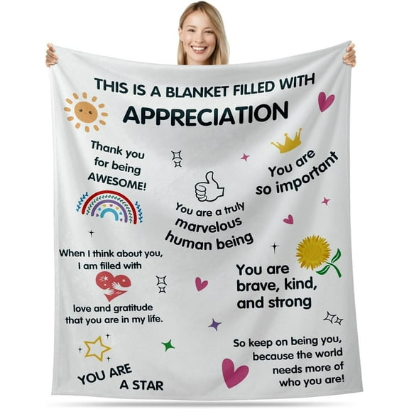 Thank You Gifts for Women Men Coworker Appreciation Blanket for Her Him Birthday Gifts for Best Friends White Elephant Gifts Christmas Valentines Teachers Women Blanket for Couch Sofa 50x60