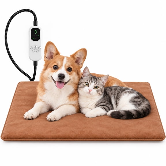 BEBANG Cat Heating Pad, 15.6" x 19.5", 9 Adjustable Temperature Settings, 2-12H Timer, Washable Cover for Indoor Use