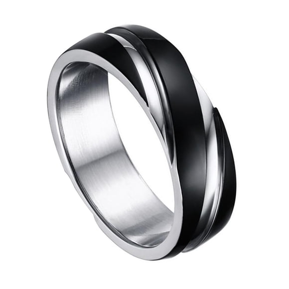 Miangastore 1Pc Black Titanium Steel Ring Simplicity Twill Ring Vintage Men Ring (Size 5)