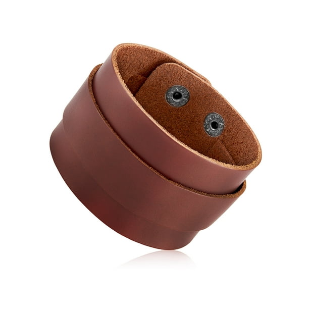 West Coast Jewelry Men S Brown Leather Double Layered Cuff Bracelet 44mm 8 25 Com - West Coast Leather Looting West Coast Jewelry Men S Brown Leather Double Layered Cuff Bracelet 44mm 8 25 Com - West Coast Leather Looting