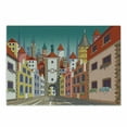 thumbnail image 1 of Travel Cutting Board, Colorful Pattern of Historic European Medieval Urban City with Houses and Alley, Decorative Tempered Glass Cutting and Serving Board, in 3 Sizes, by Ambesonne, 1 of 2