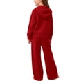 thumbnail image 5 of CYRBOKO Sweaters Outfit Sets for Girls, Zipper Comfy Fall Winter Long Sleeve Hooded Tops and Flared Pants Red Size 1-2 T, 5 of 5