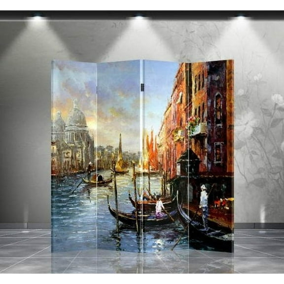 Double Sided Canvas Screen Room Divider - Venice