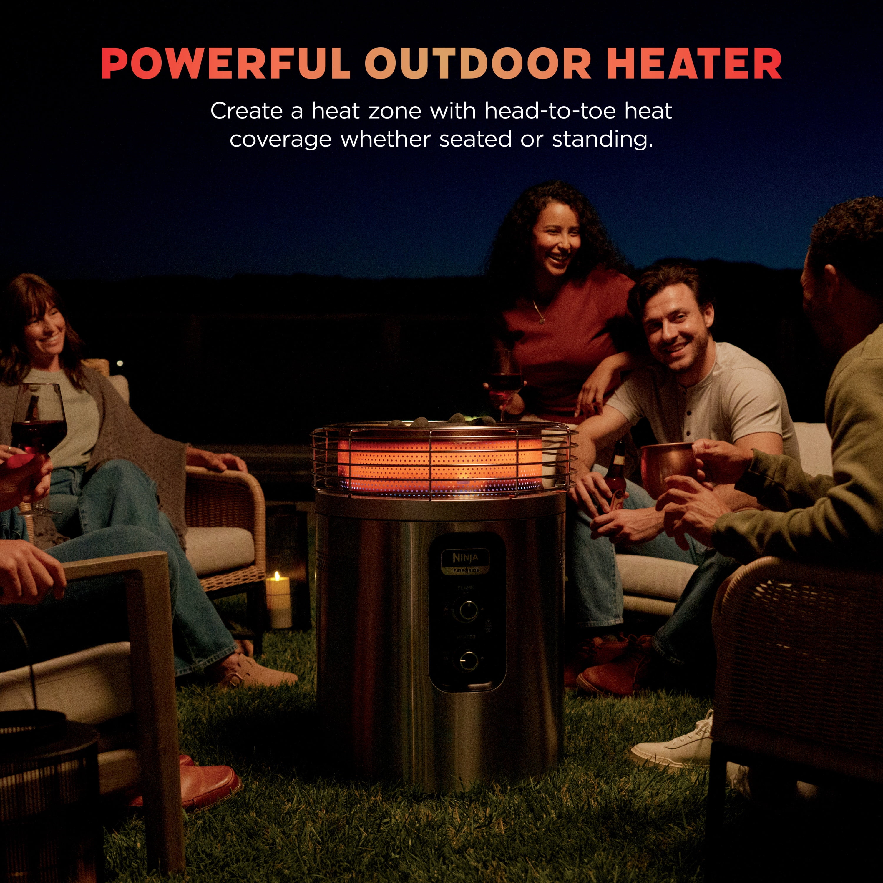 Ninja Fireside360 Outdoor Heater & Fire Pit, Silver