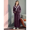 thumbnail image 5 of Unisex Long Color-Block Plush Shawl Collar Thickened Flannel Robe For Home, 5 of 5