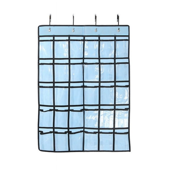 Pocket Chart for Calculator Holder, 30 Pocket Charts for Classroom 33.5 x 24.5 Inch Hanging Cell Phone Organizer