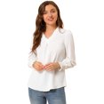 thumbnail image 3 of Blusa Con Cuello En V Y Volantes Para Mujer, Manga Larga, Puños Ahumados, Top blanco S, 3 of 6
