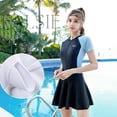 thumbnail image 4 of Traje de baño de una pieza con falda para mujer, traje de baño de manga corta/larga, ropa de playa femenina, trajes de baño 2022, 4 of 4