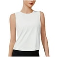thumbnail image 2 of Tank Tops for Women Sleeveless Round-Neck Summer Solid Regular Casual Tank White S, 2 of 3