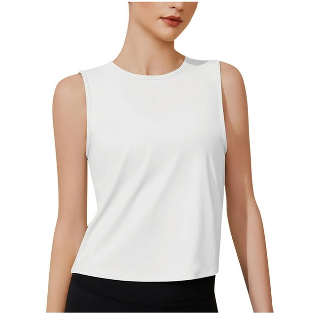 Camisole Sans Manches pour Femmes, Débardeur Uni à Col Rond, Tissu Léger et Respirant, Tricot Extensible Doux, Tenue Décontractée d'Été, Lavable en Machine