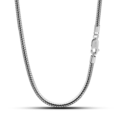 Italy 925 Sterling Silver Snake Chain Necklace Men Women 3MM-4MM
