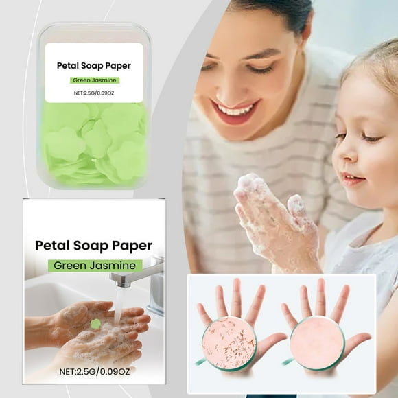 Fiudx Papel de Jabón Petal, Toallitas Limpiadoras de Manos Ideales para Viajes, Pastillas Espumosas Aromáticas Seguras para La Piel, Aroma Refrescante, Higiene para Llevar, Ideal para Madres y Bebés.