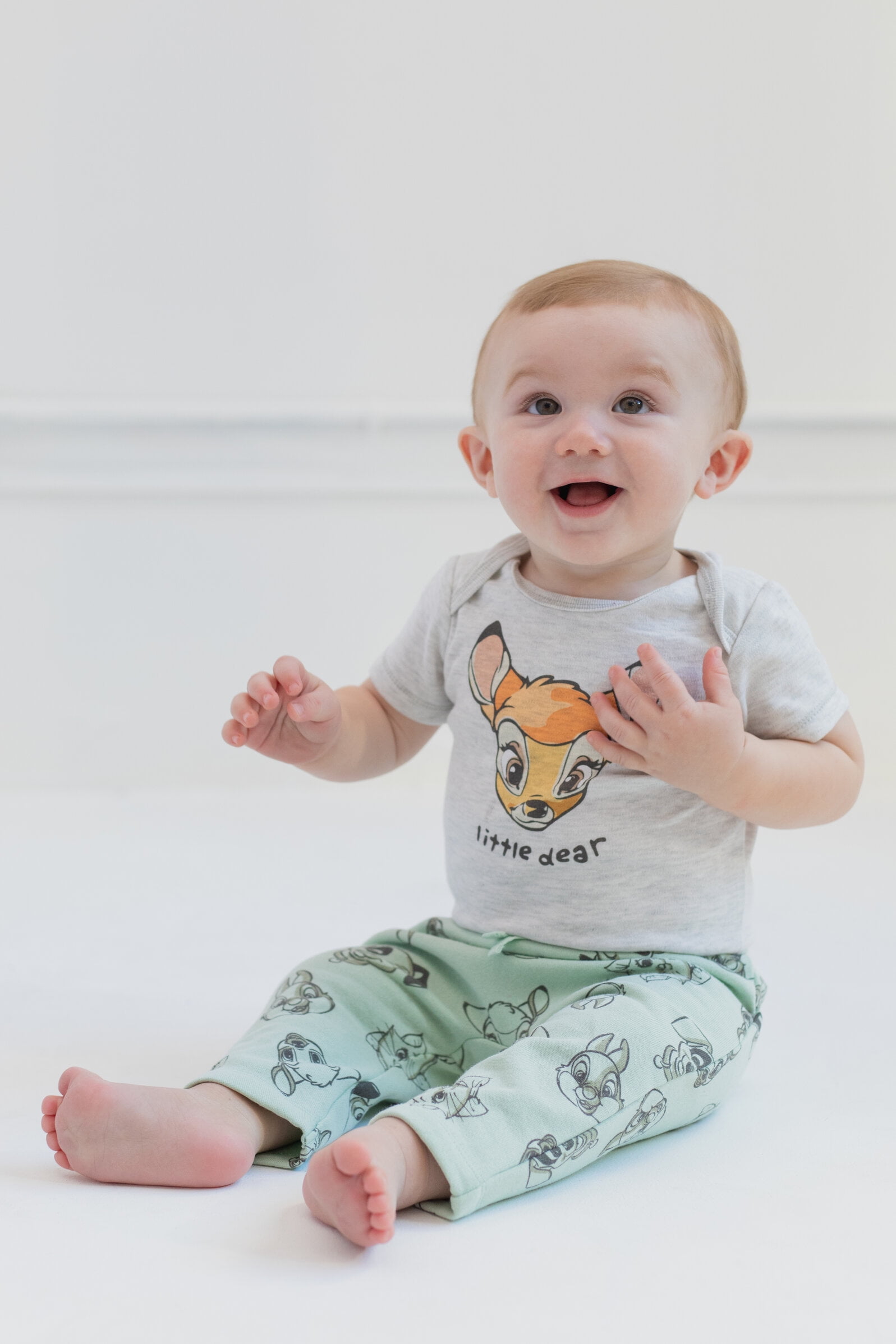 Disney Classics Bambi Marie Thumper Newborn Baby Boy or Girl Fleece Pullover Hoodie Bodysuit and Pants 3 Piece Outfit Set Newborn to Infant