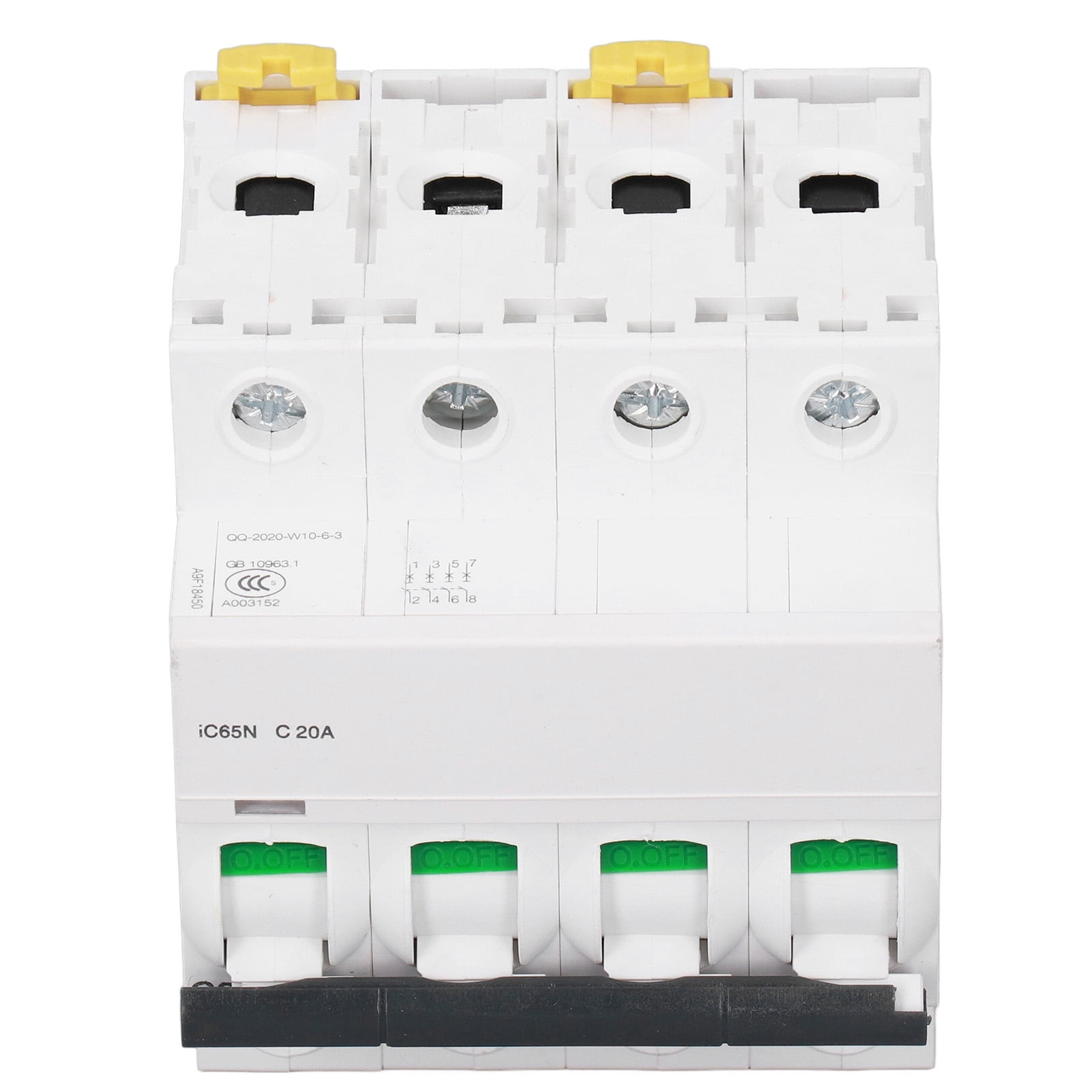 4P Miniature Circuit Breaker Pa66 DIN Rail Mount Circuits Breakers 400V Low Voltage 6000A Breaking CapacityC20A(20A)