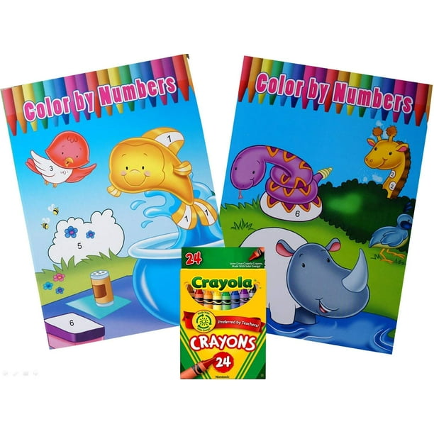 Download Color By Number Coloring Books 2 Pack With 24 Pack Crayons Walmart Com Walmart Com