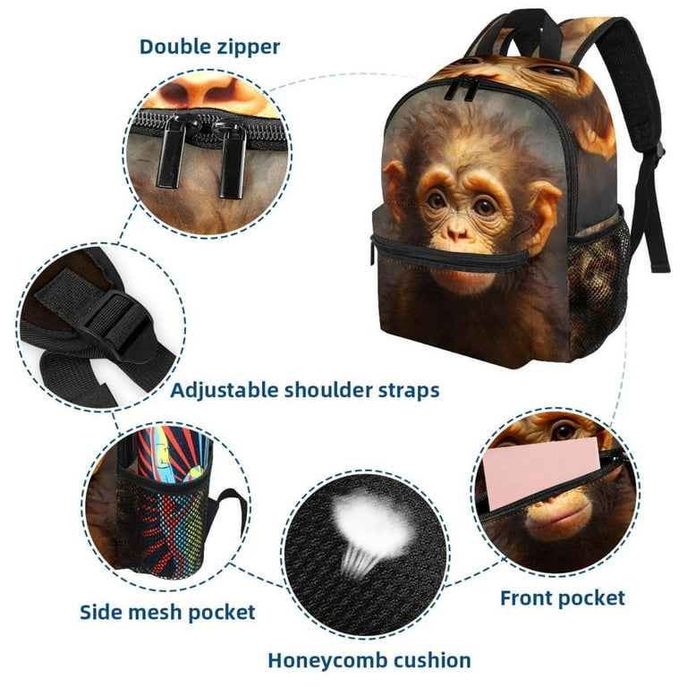 Monkey Cute Adjustable Shoulder Strap Backpack with Large