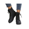 thumbnail image 3 of Woobling Womens Slip Resistant Short Bootie Lace Up Leather Booties Outdoor Fashion Flat Ankle Boots Black 4.5, 3 of 9