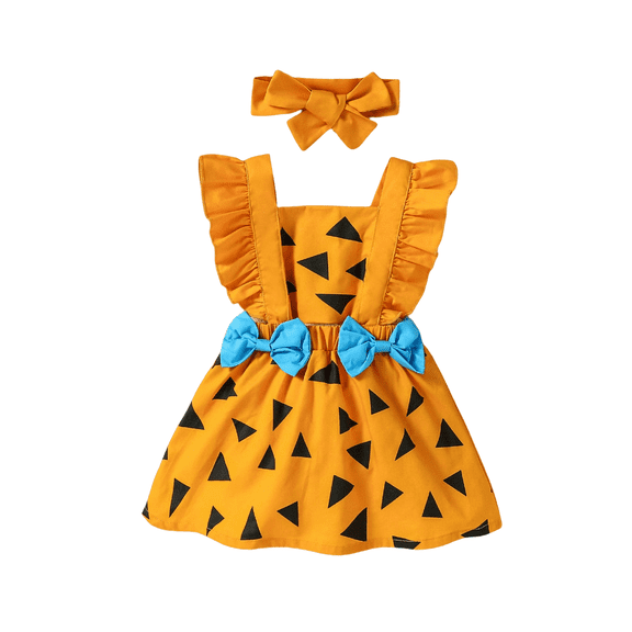 Ruyang New Born Girls Halloween Dress with Bowknot Headband Cute Ruffle Straps Backless Dress Up Party Outfit Winter Clothes