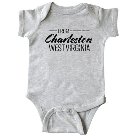 

Inktastic From Charleston West Virginia in Black Distressed Text Gift Baby Boy or Baby Girl Bodysuit