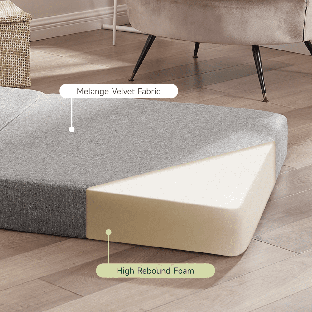 Z-hom Folding Sofa Bed,Adjustable 6" Floor Couch Memory Foam Mattress Convertible Sleeper Chair with Pillow & Washable Cover Twin Size, Adult, Ligth Grey