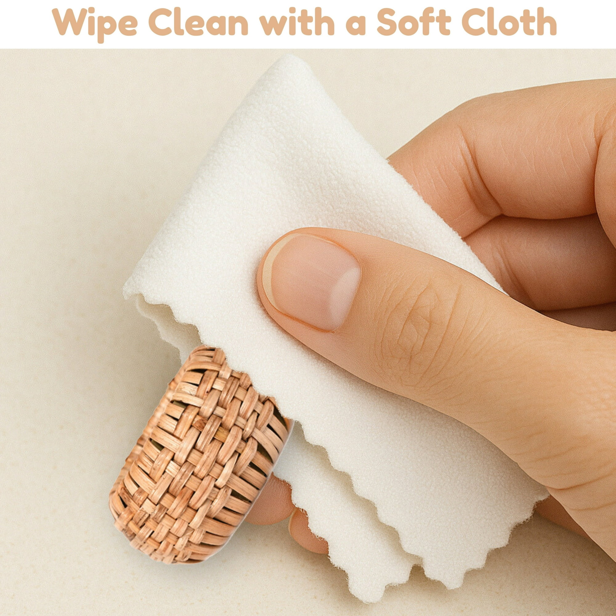 Set of 12 Handcrafted Napkin Rings - Plastic & Cane Round Napkin Holders for Dining Table Décor (Basket Brown)