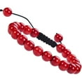 thumbnail image 1 of Natural Healing Power Gemstone Crystal Beads Unisex Adjustable Macrame Bracelets 8mm,Coral Red, 1 of 4