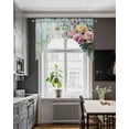 thumbnail image 4 of Spring Rose Kitchen Swag Valances for Windows, Floral Leaves Botanical Rustic Wood Board Swag Valances Curtains for Living Room, Rod Pocket Window Treatments for Bathroom, Bedroom, Cafe, 56"x36", 4 of 6